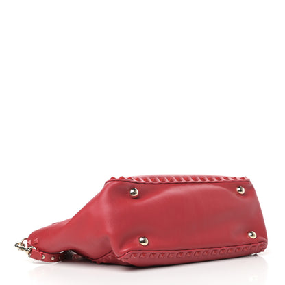 Valentino Garavani Vitello Monochrome Small Rockstud Tote Rosso Valentino 4 of 9