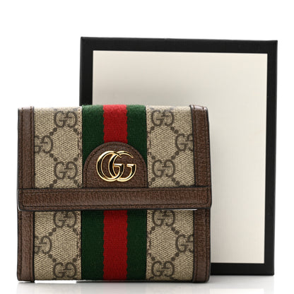 Gucci GG Supreme Monogram Web Ophidia French Flap Wallet Beige New Acero 10 of 10