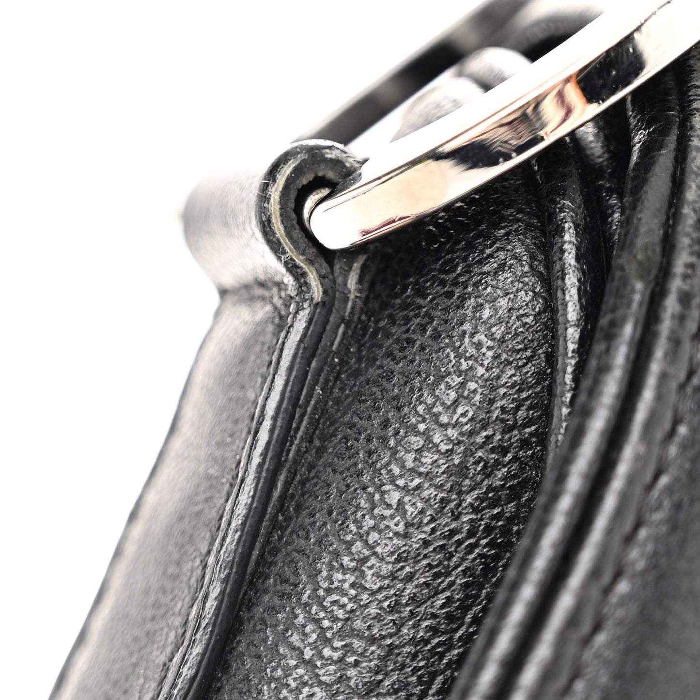 Shiny Goatskin Saddle Bag Black