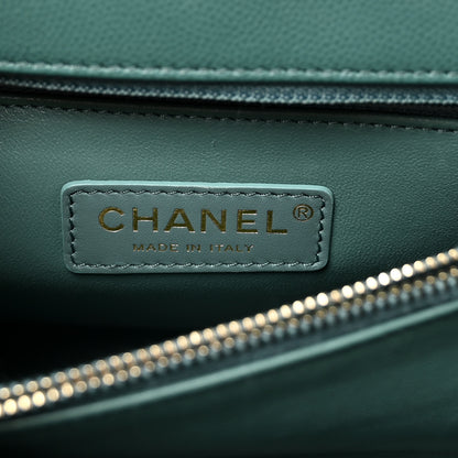 Chanel Caviar Quilted Lizard Embossed Small Coco Handle Flap Green 6 of 10