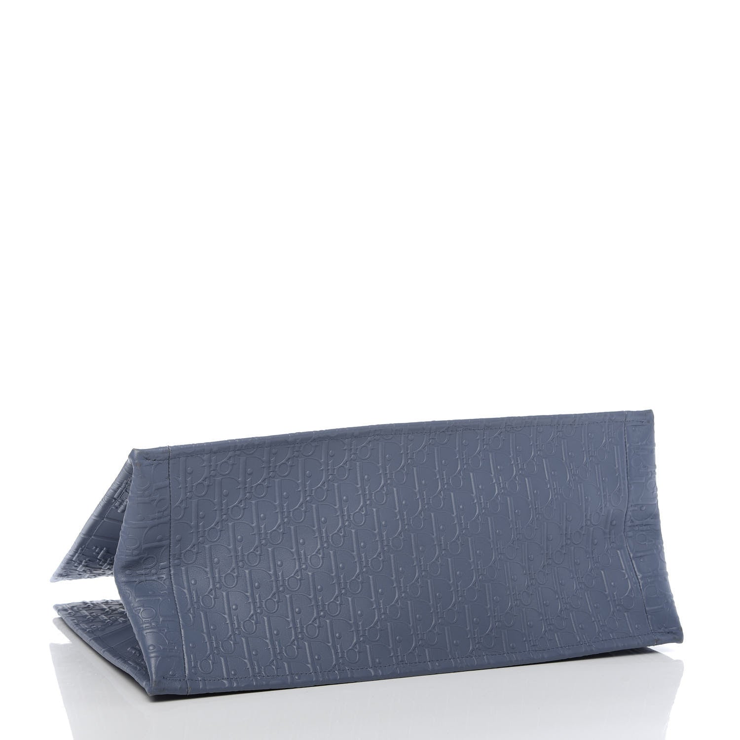 Christian Dior Oblique Calfskin Embossed Book Tote Denim Blue 4 of 10