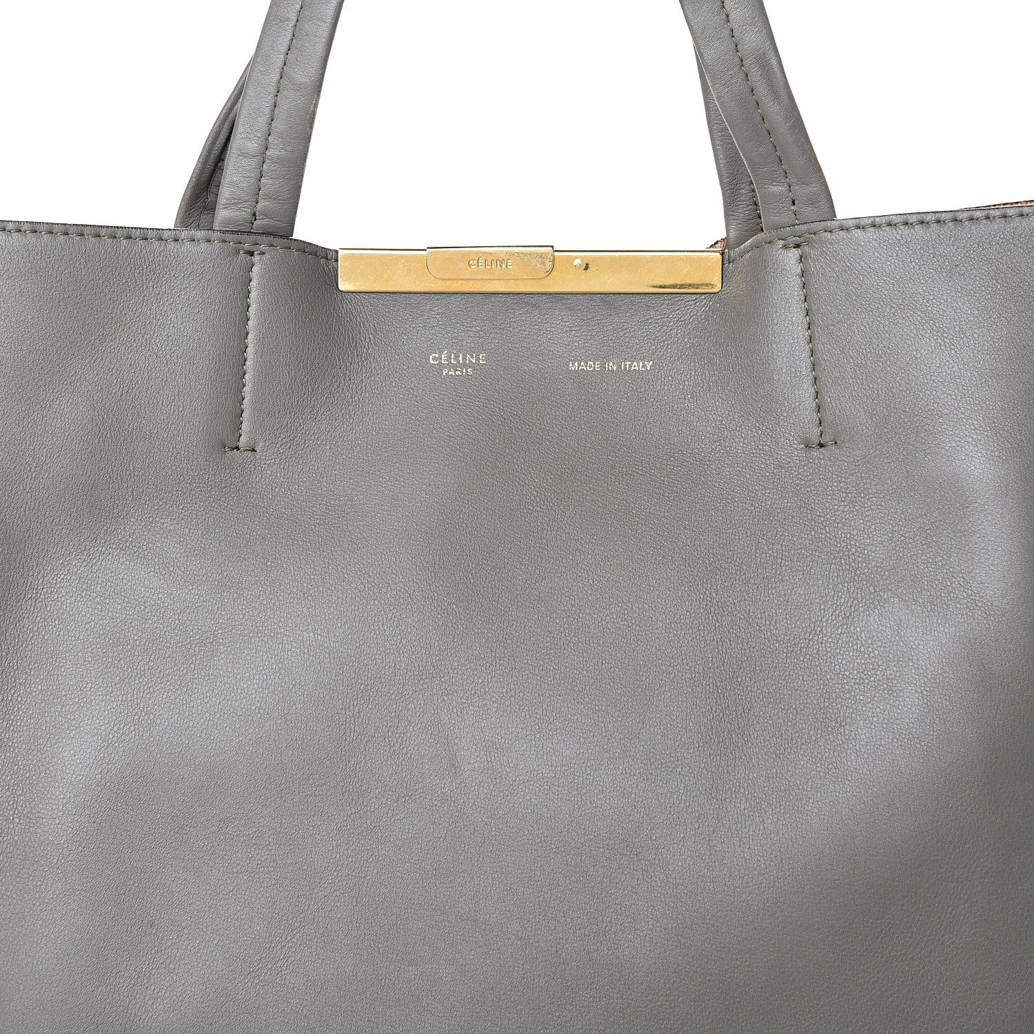 Celine Calfskin Clasp Vertical Cabas Grey 8 of 15