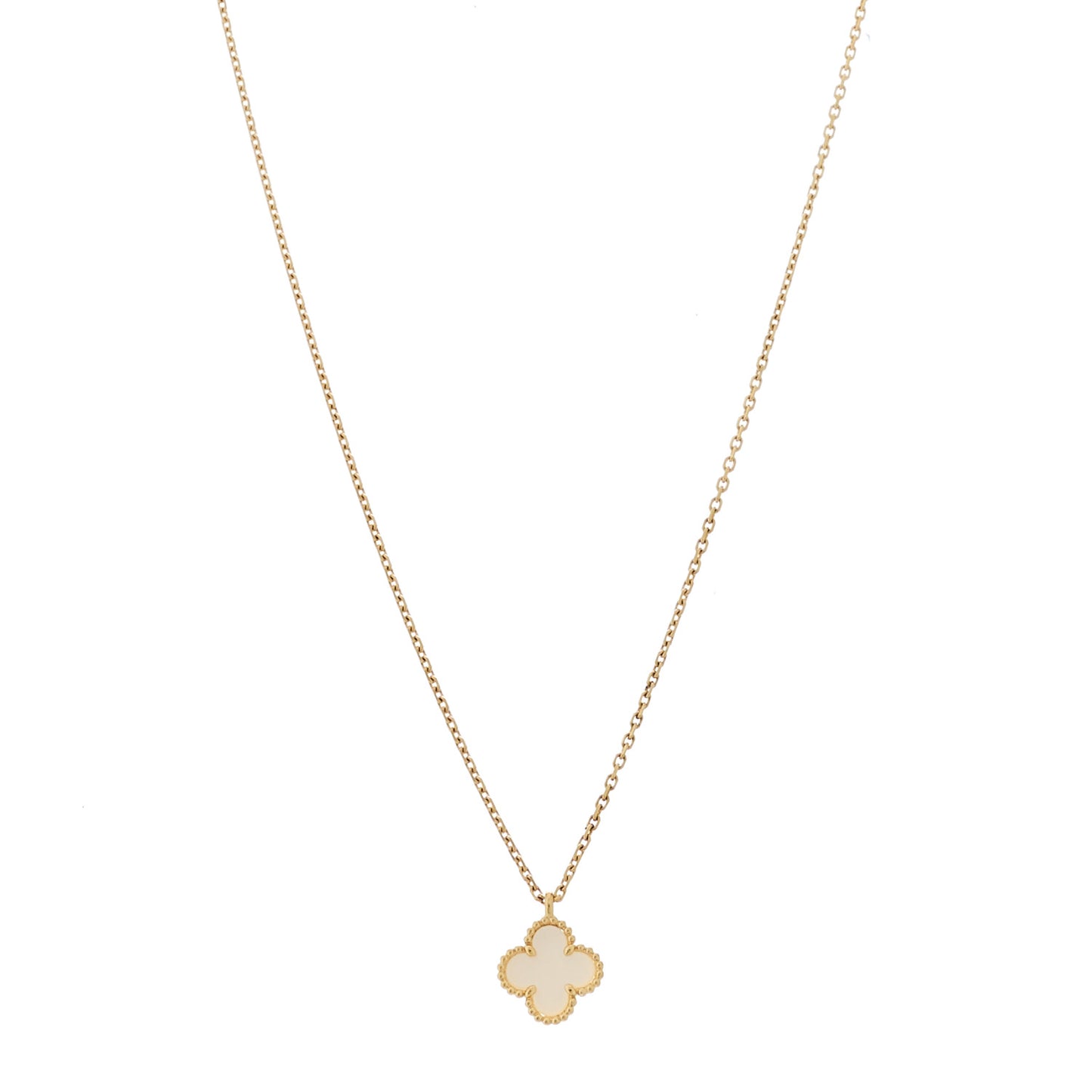 18K Yellow Gold Mother of Pearl Sweet Alhambra Pendant Necklace