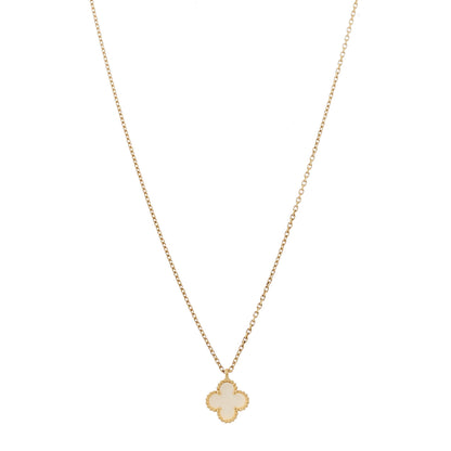 Van Cleef & Arpels 18K Yellow Gold Mother of Pearl Sweet Alhambra Pendant Necklace 1 of 6
