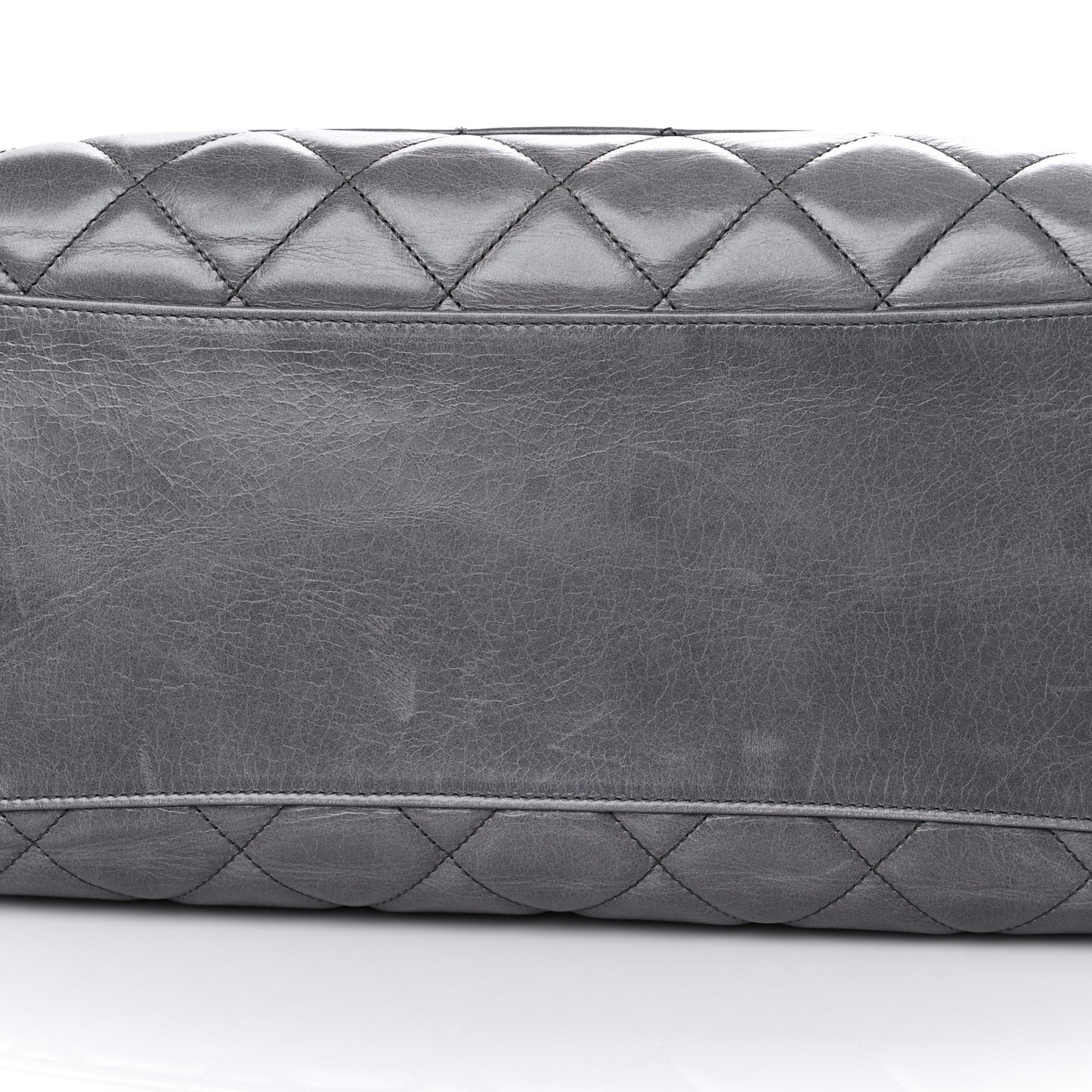 Glazed Calfskin Quilted Large CC Delivery Tote Grey