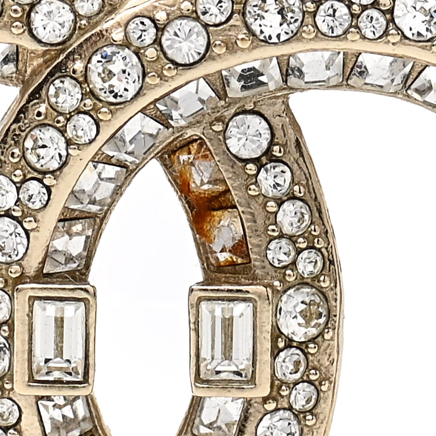 Baguette Crystal CC Brooch Light Gold