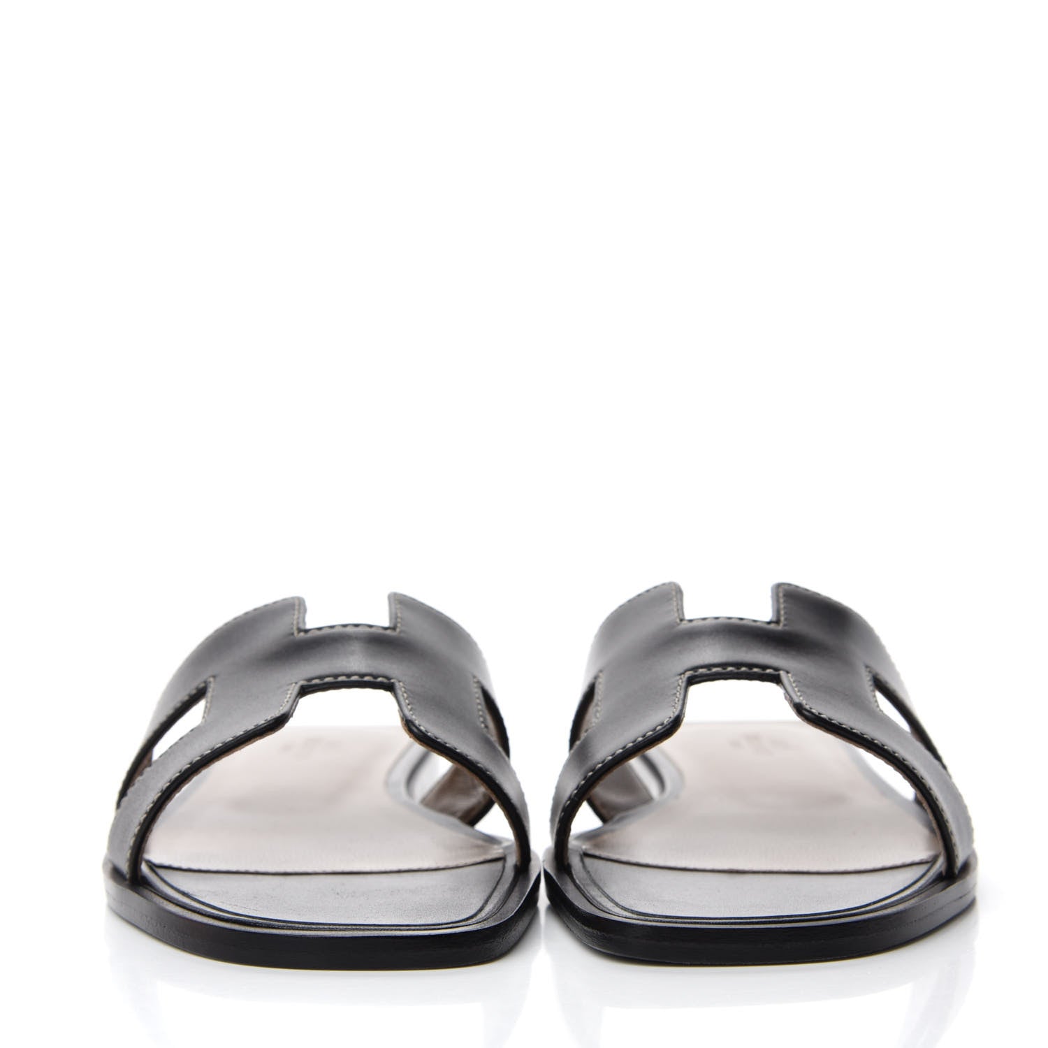 Hermes Box Calfskin Oran Sandals 37 Black 2 of 9