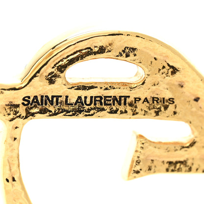 Saint Laurent Monogram Crocodile Opyum Brooch Gold 3 of 4