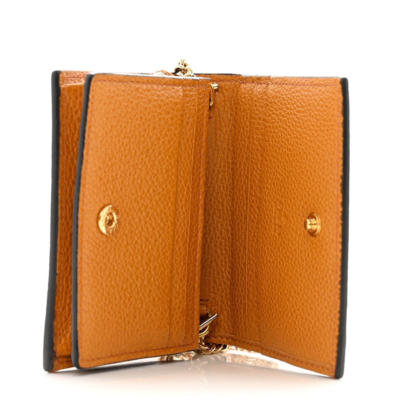 Grainy Calfskin Zumi Chain Card Case Wallet Friky Taupe
