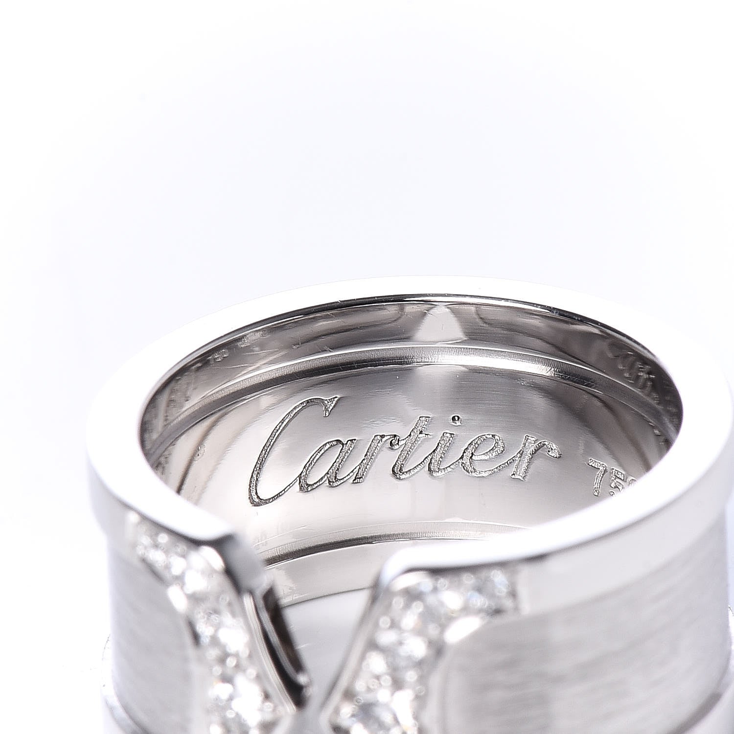 Cartier 18K White Gold Diamond 10mm Logo De Ring 50 5.25 4 of 5