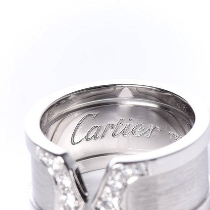 Cartier 18K White Gold Diamond 10mm Logo De Ring 50 5.25 4 of 5