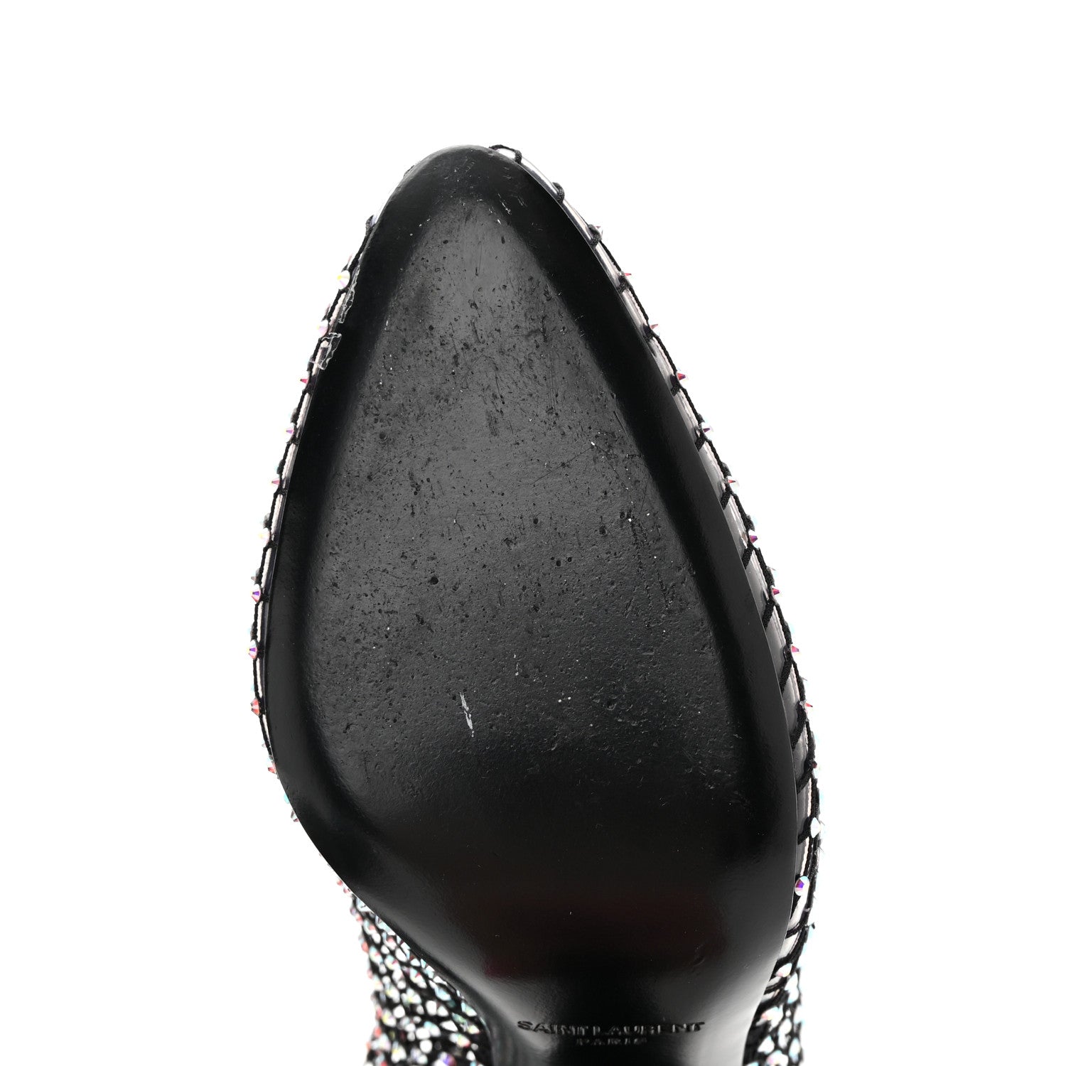 Saint Laurent Mesh Crystal 68 Knee High Boots 39 Black 8 of 8
