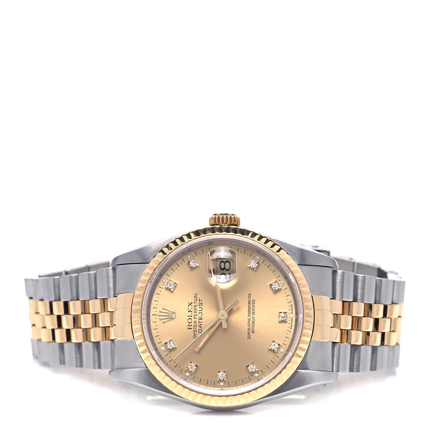 Rolex Stainless Steel 18K Yellow Gold Diamond 36mm Oyster Perpetual Datejust Watch Champagne 16233 2 of 4