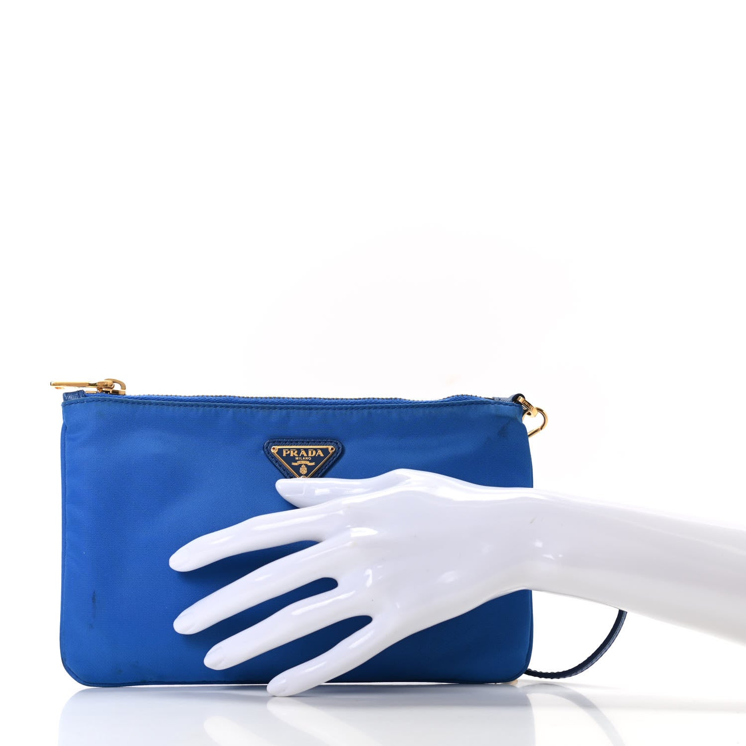 Prada Tessuto Nylon Saffiano Wristlet Azzurro 2 of 7