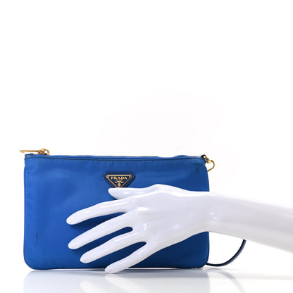 Prada Tessuto Nylon Saffiano Wristlet Azzurro 2 of 7