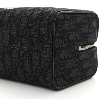 Christian Dior Oblique Jacquard Grained Calfskin Lingot Toiletry Bag Black 10 of 11