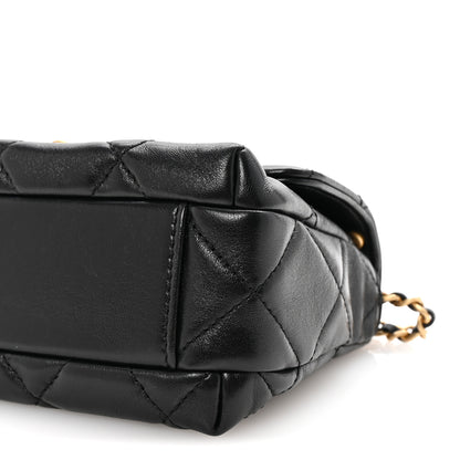 Chanel Shiny Lambskin Quilted Mini Pearl Logo Flap Black 10 of 10