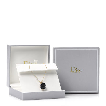 Christian Dior 18K Yellow Gold Diamond Black Onyx Rose Pre Catelan Pendant Necklace 6 of 6