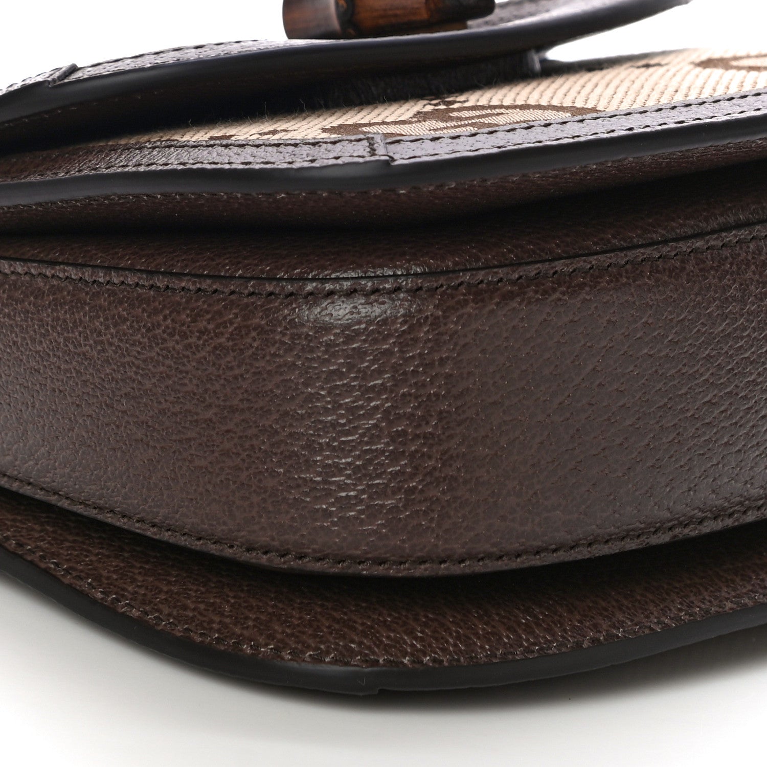 Gucci Monogram Jumbo GG Textured Dollar Calfskin Web Mini Bamboo 1947 Top Handle Bag Camel Ebony New Acero 9 of 11