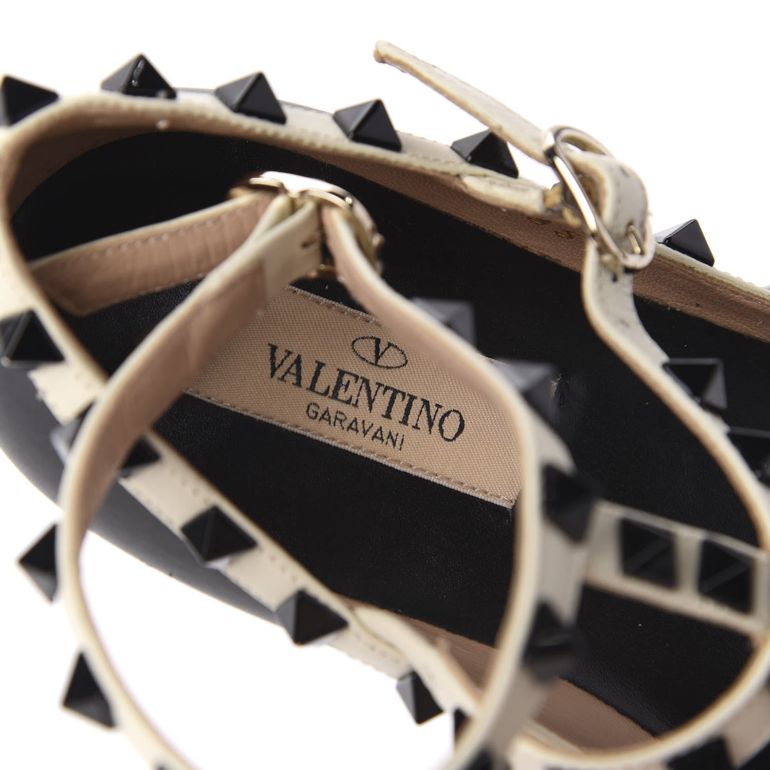 Valentino Garavani Nappa Rockstud Cage Ballerina Flats 35 Black Ivory 7 of 9