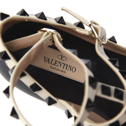 Valentino Garavani Nappa Rockstud Cage Ballerina Flats 35 Black Ivory 7 of 9