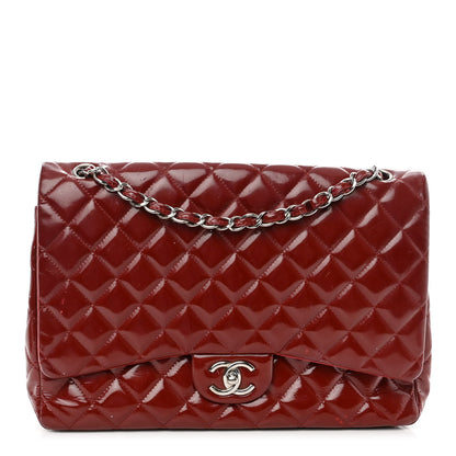 Chanel Patent Quilted Maxi Double Flap Red 1 of 19