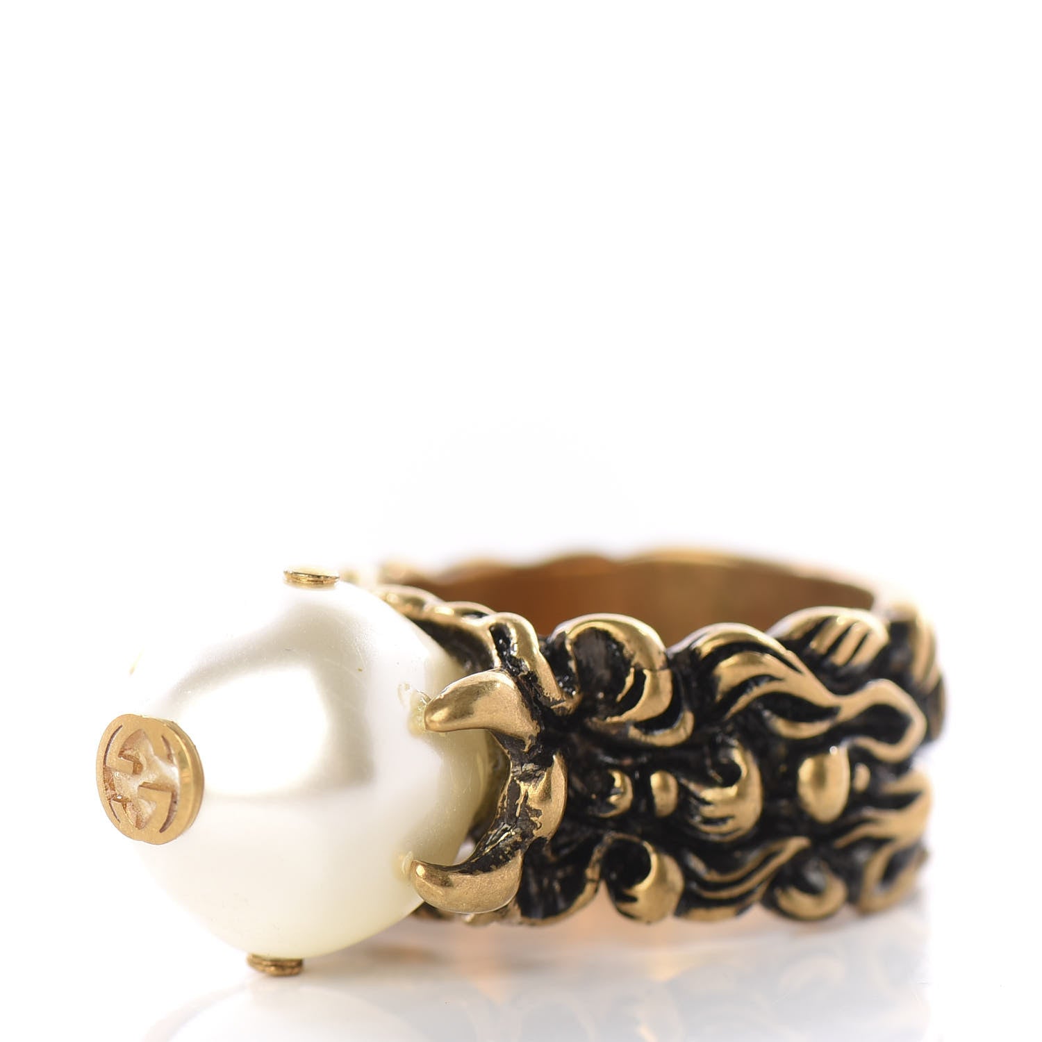 Gucci Metal Pearl Ring 19 Aged Gold 2 of 4