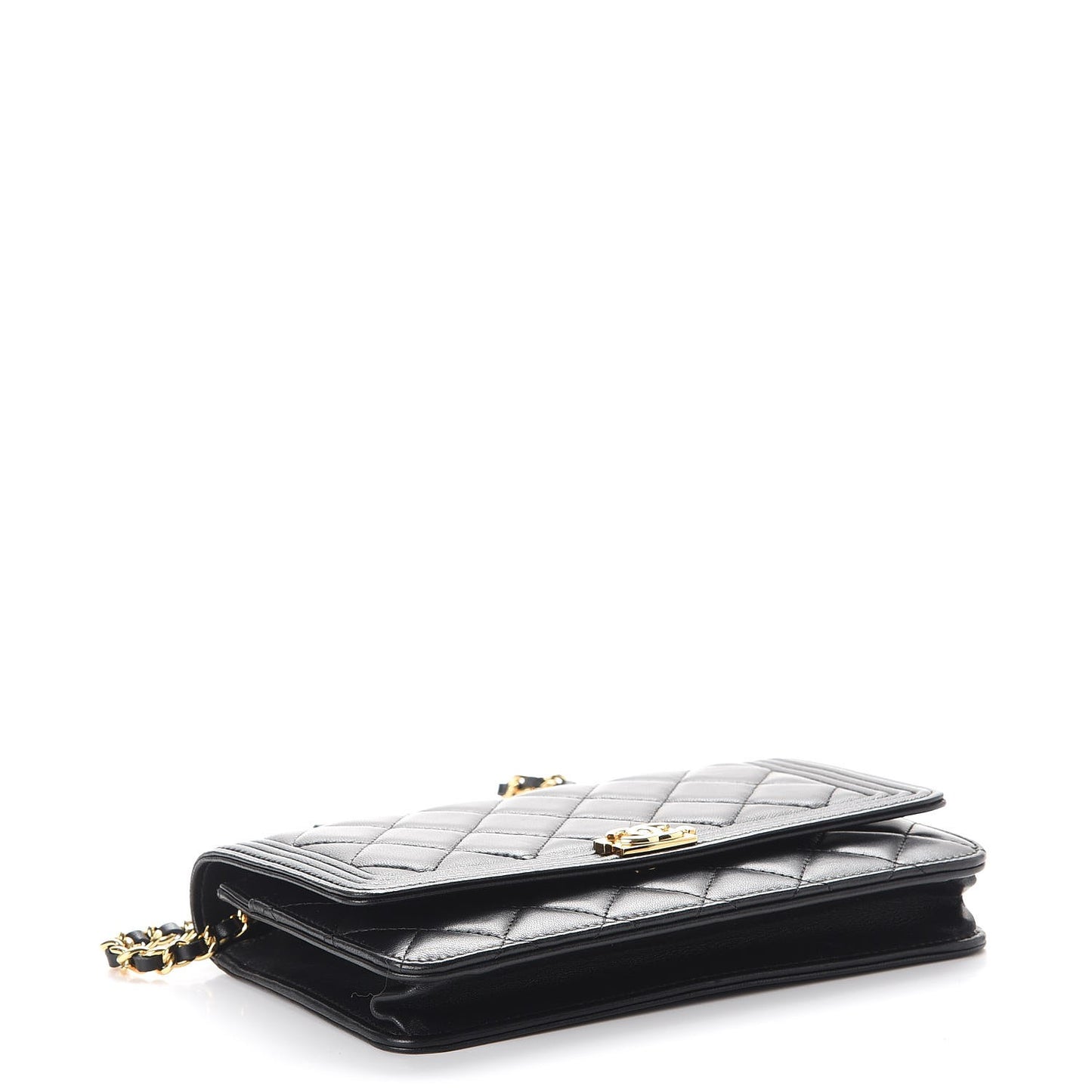 Lambskin Quilted Boy Wallet On Chain WOC Black