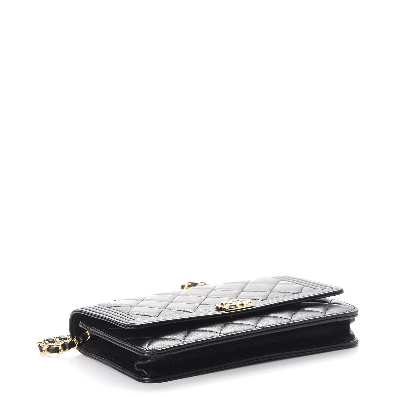 Chanel Lambskin Quilted Boy Wallet On Chain WOC Black 4 of 9