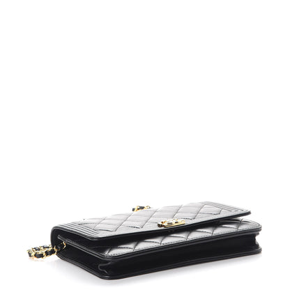 Chanel Lambskin Quilted Boy Wallet On Chain WOC Black 4 of 9