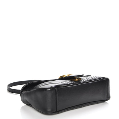 Gucci Calfskin Matelasse Small GG Marmont Shoulder Bag Black 4 of 7
