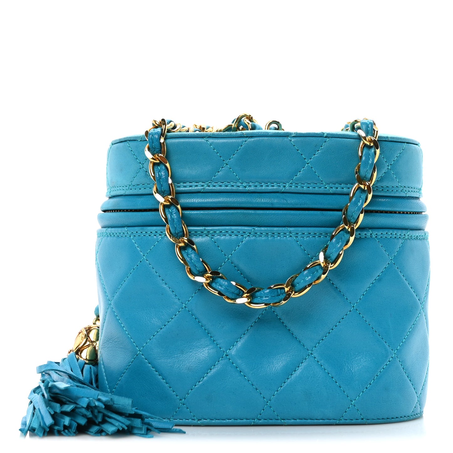 Lambskin Quilted Tassel Chain Bag Blue