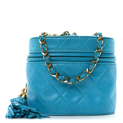 Chanel Lambskin Quilted Tassel Chain Bag Blue 1 of 11
