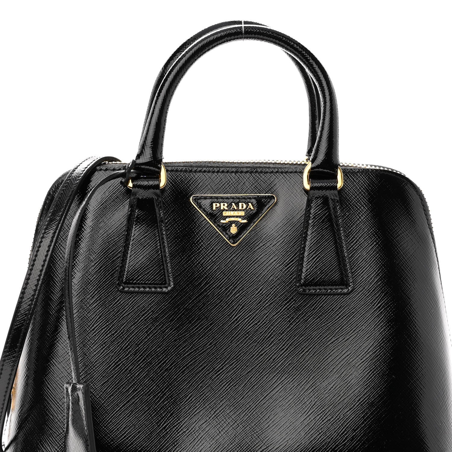 Prada Saffiano Vernice Small Promenade Tote Black 7 of 9