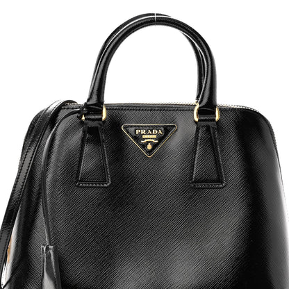 Prada Saffiano Vernice Small Promenade Tote Black 7 of 9