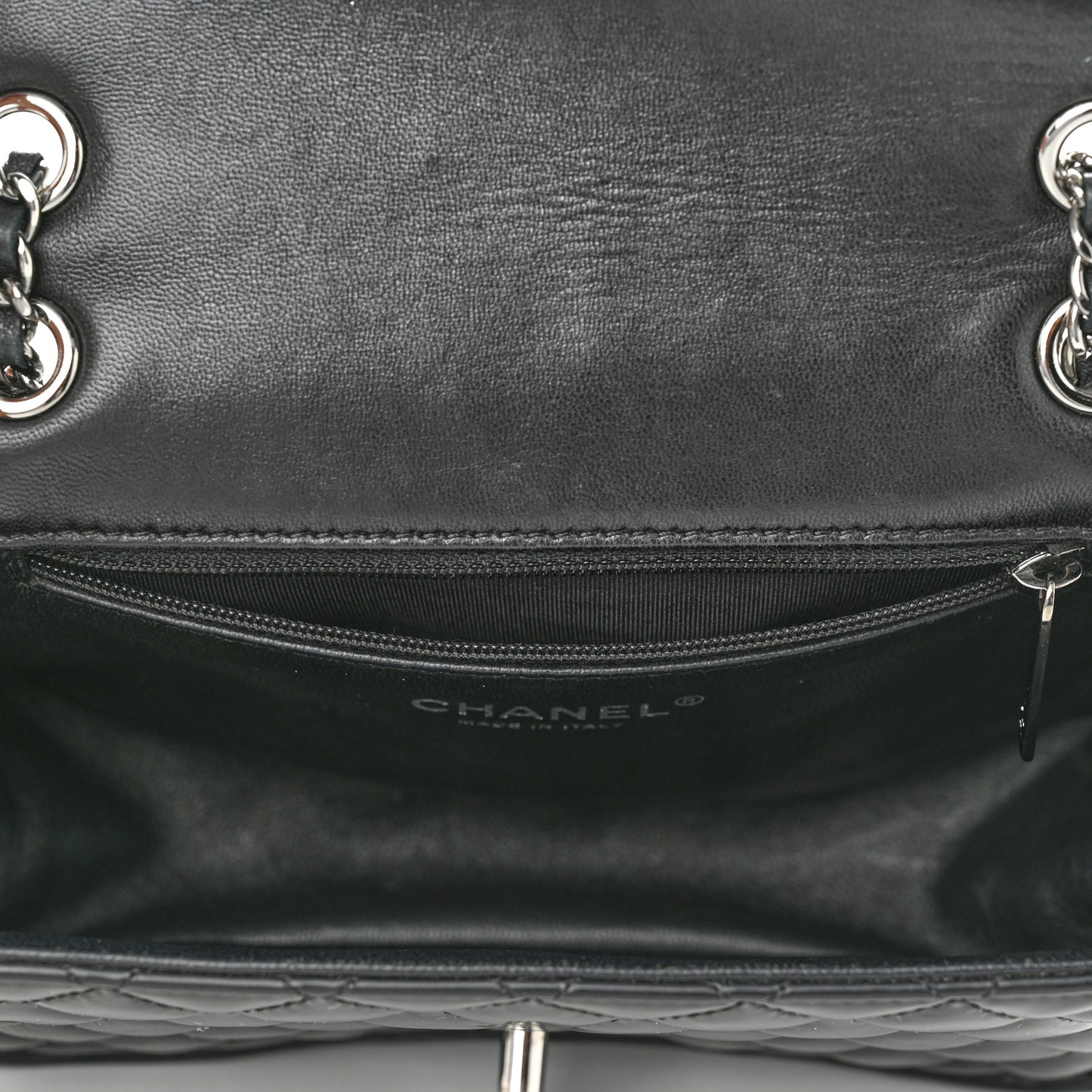 Lambskin Patent Quilted Twist Mini Flap Black