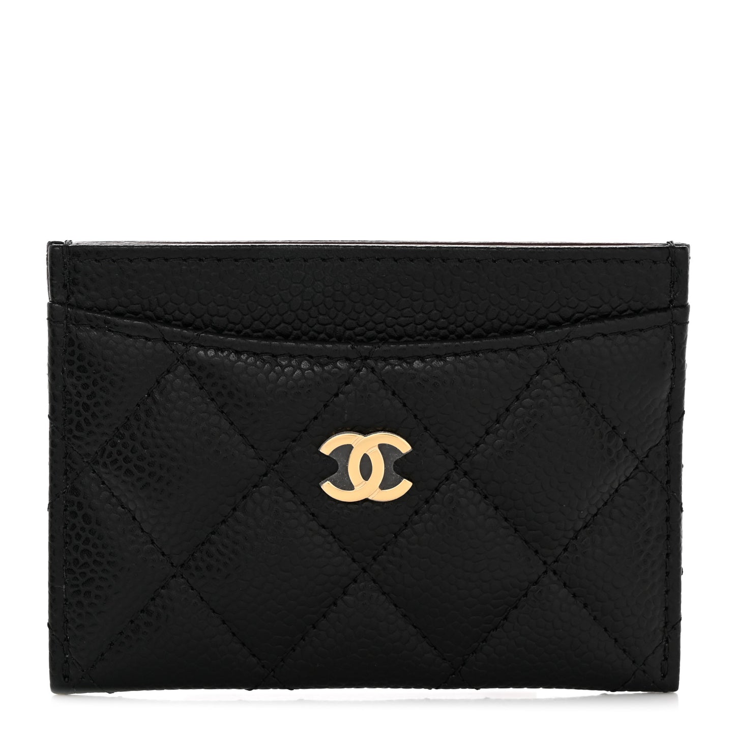 Caviar Quilted Card Holder Black