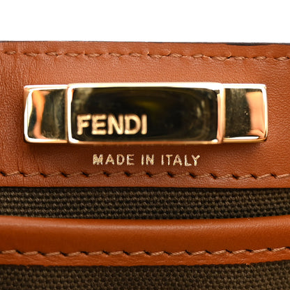 Fendi Canvas Vitello King FF Embroidered Medium Peekaboo X-Tote Amazzonia Cuoio 6 of 14