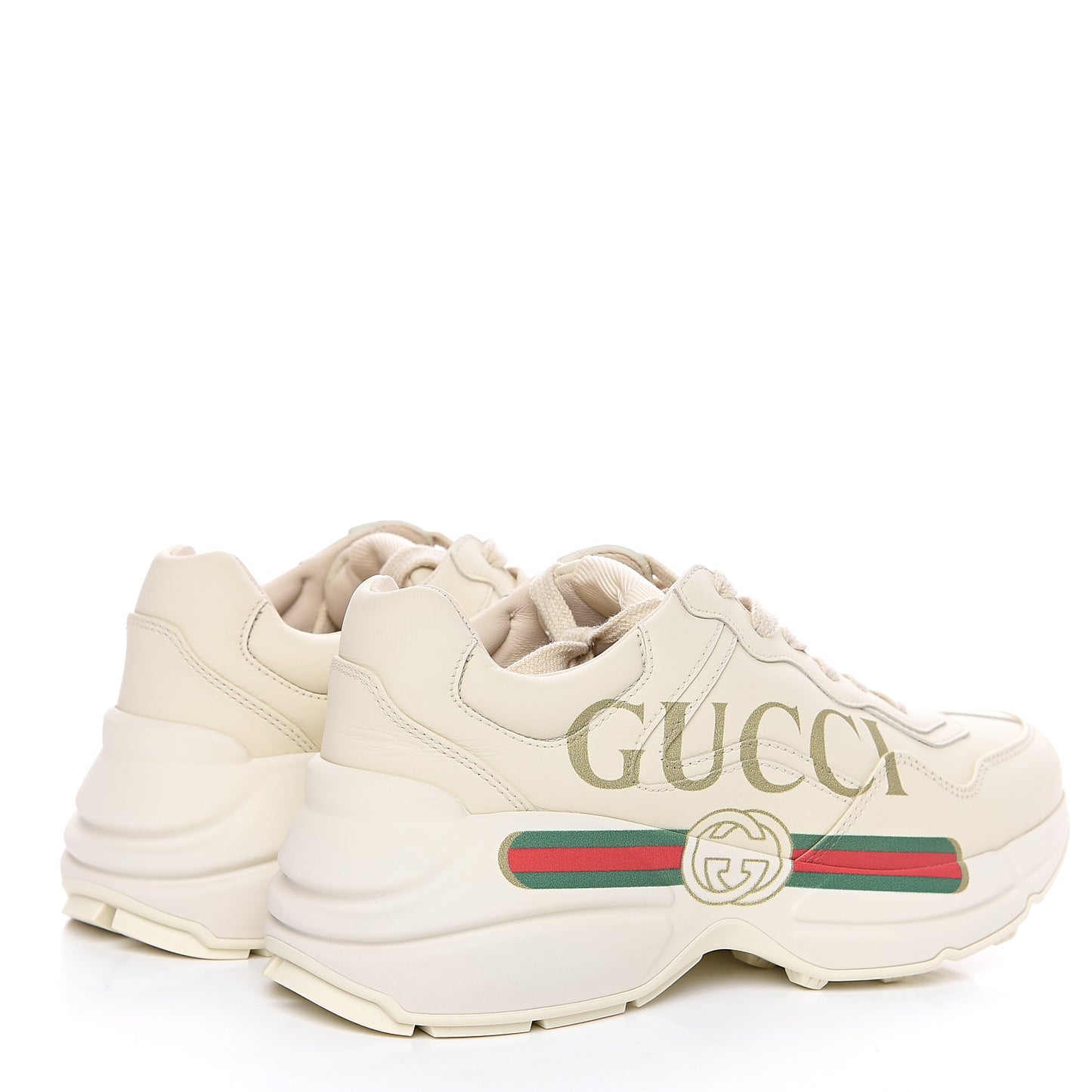 Calfskin Logo Womens Rhyton Sneakers 35 Ivory