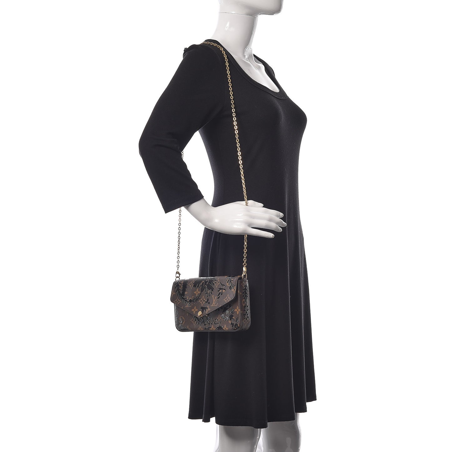 Monogram Blossom Pochette Felicie Chain Wallet Black