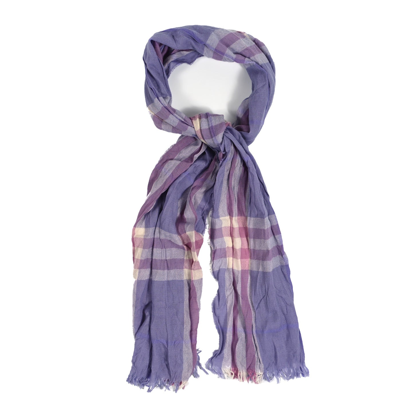 Silk Gauze Giant Check Scarf Purple
