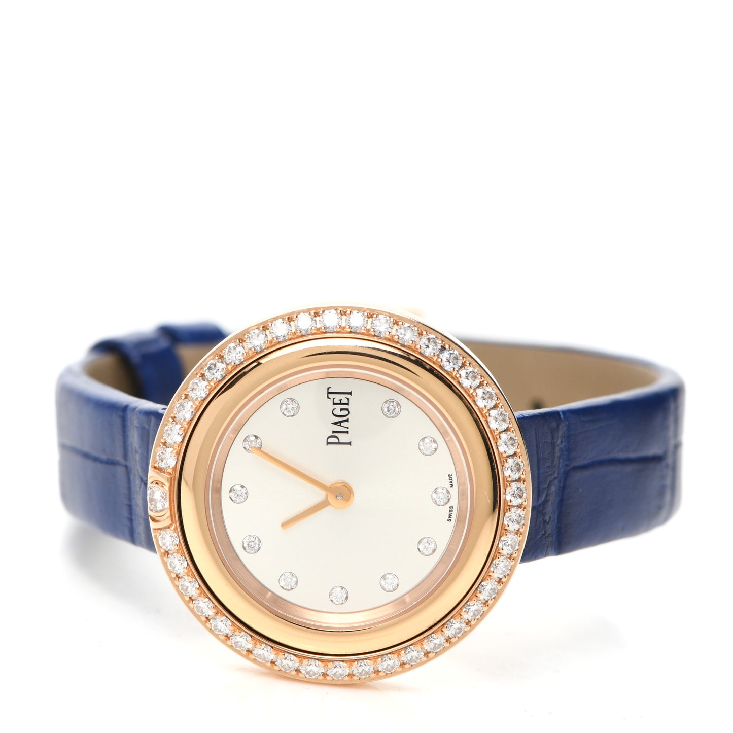 18K Rose Gold Alligator Diamond Bezel 34mm Possession Quartz Watch