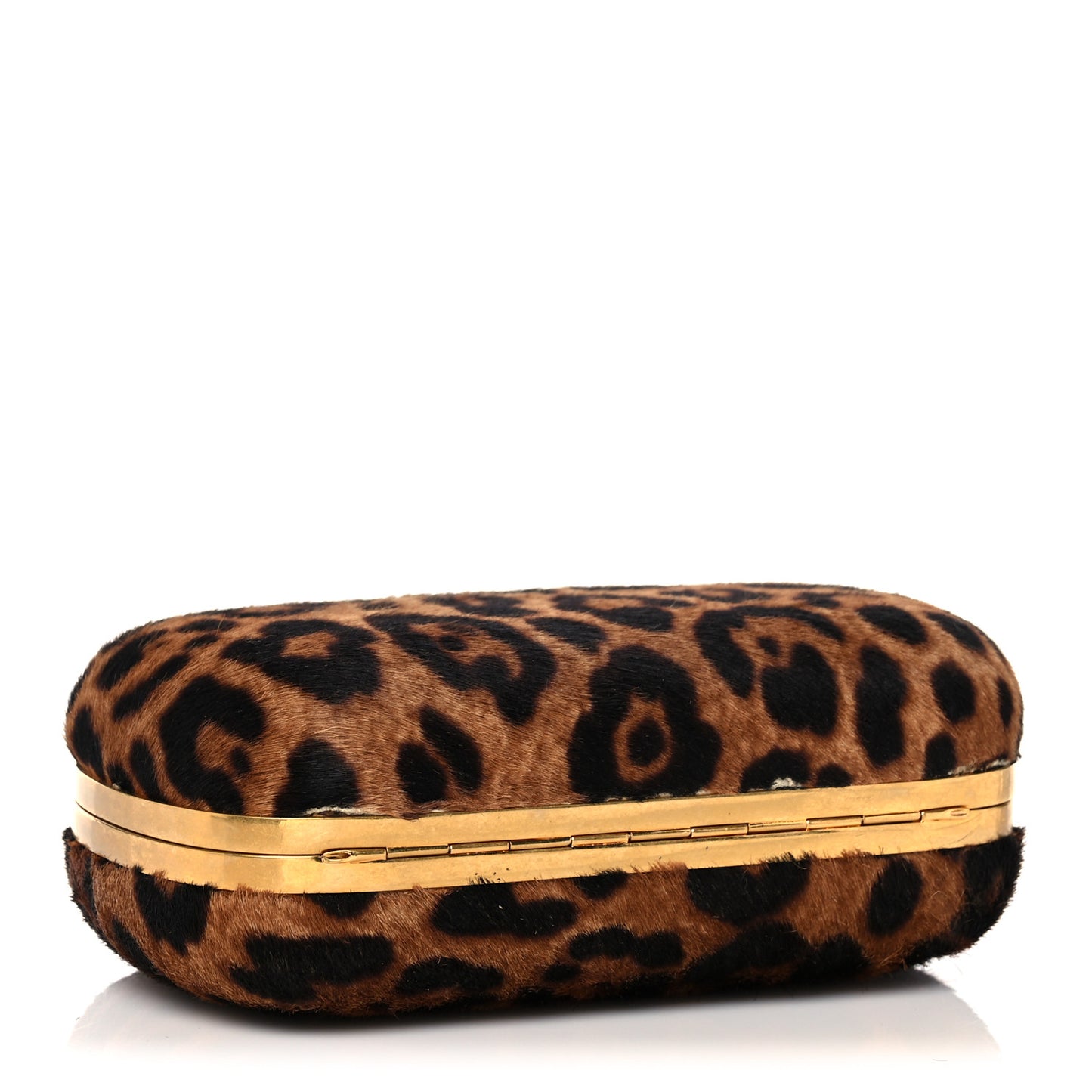 Leopard Print Calf Hair Skull Box Clutch