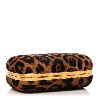 Alexander McQueen Leopard Print Calf Hair Skull Box Clutch 4 of 11