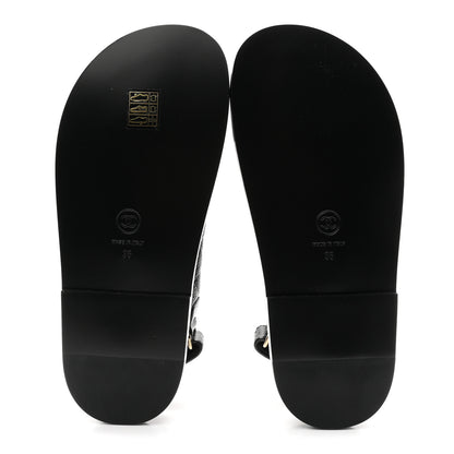 Chanel Grained Calfskin Velcro Dad Sandals 35 Black 6 of 10
