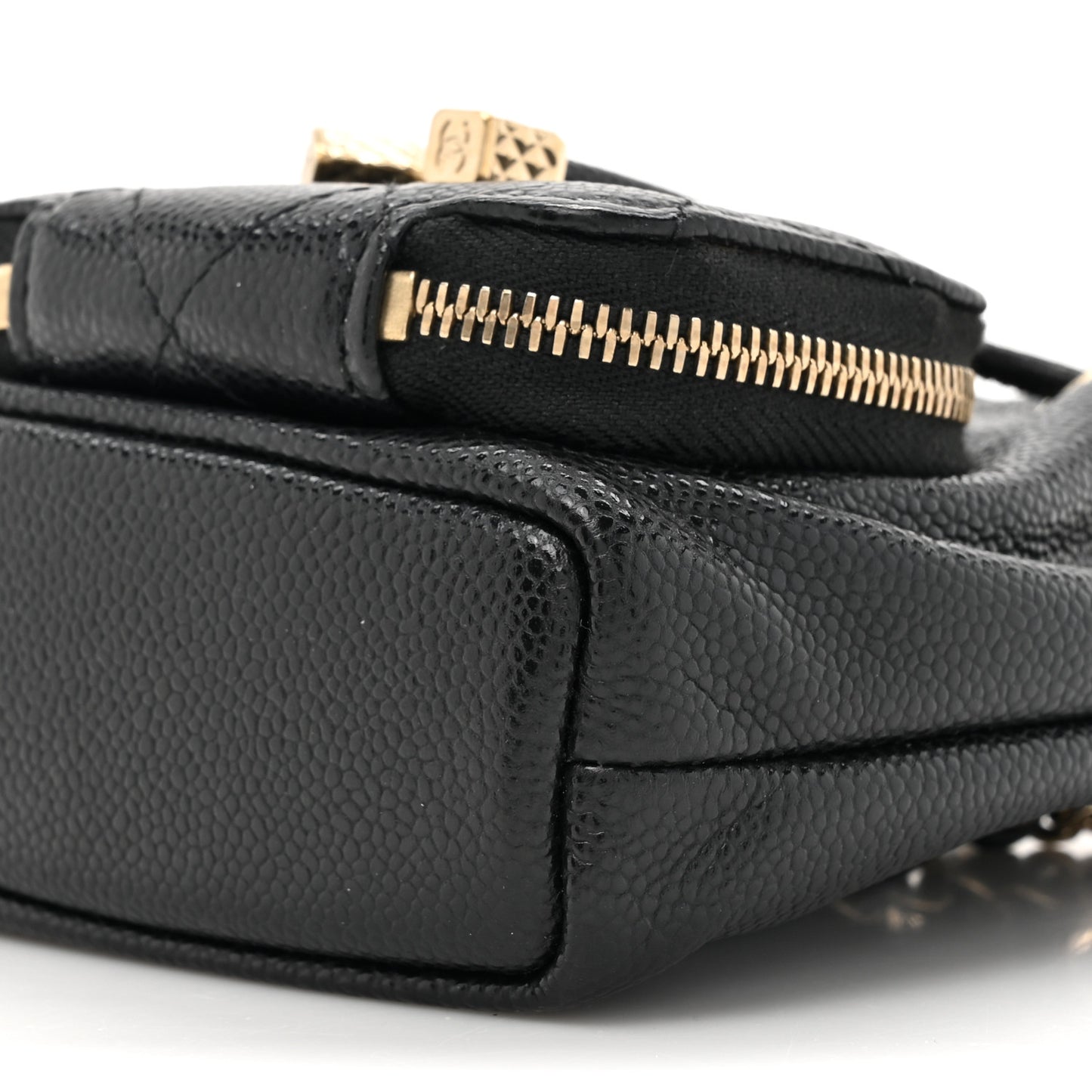 Caviar Quilted Mini CC Pocket Bucket Bag Black