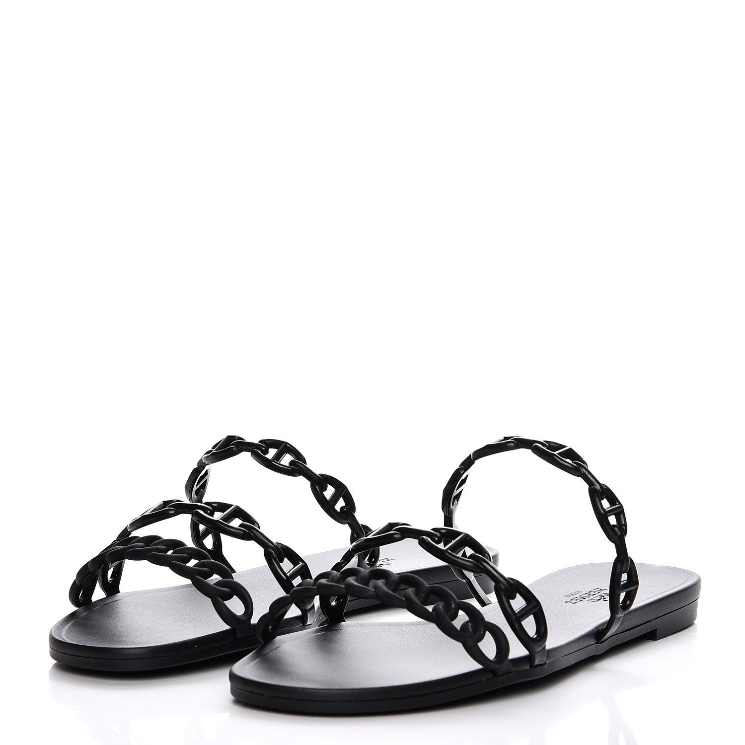 Hermes Rubber Chaine d'Ancre Rivage Sandals 38 Black 2 of 8