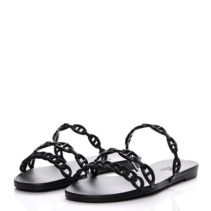 Hermes Rubber Chaine d'Ancre Rivage Sandals 38 Black 2 of 8