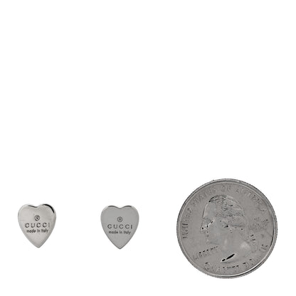 Gucci Sterling Silver Trademark Heart Stud Earrings 2 of 5