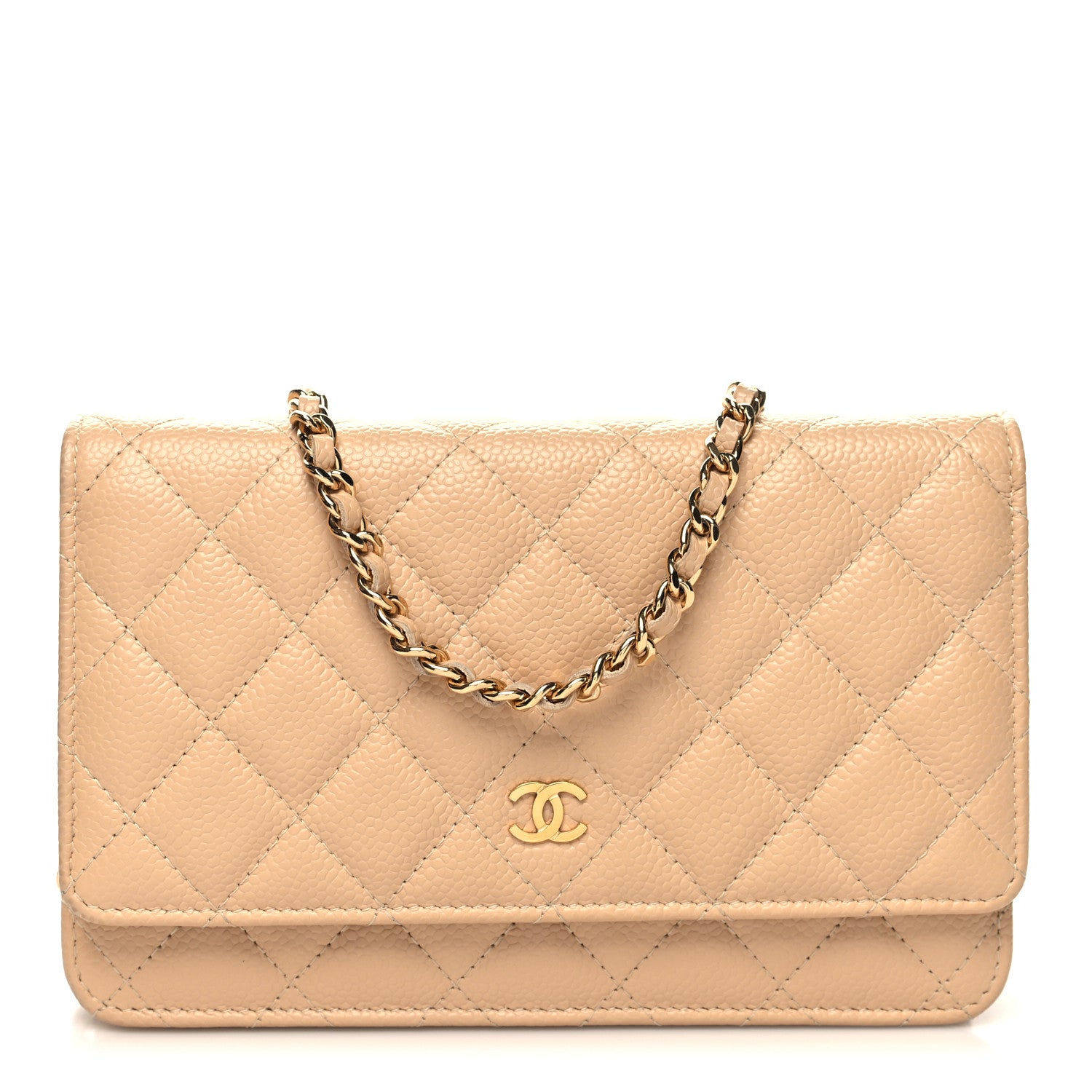 Chanel Caviar Quilted Wallet On Chain WOC Beige 1 of 12